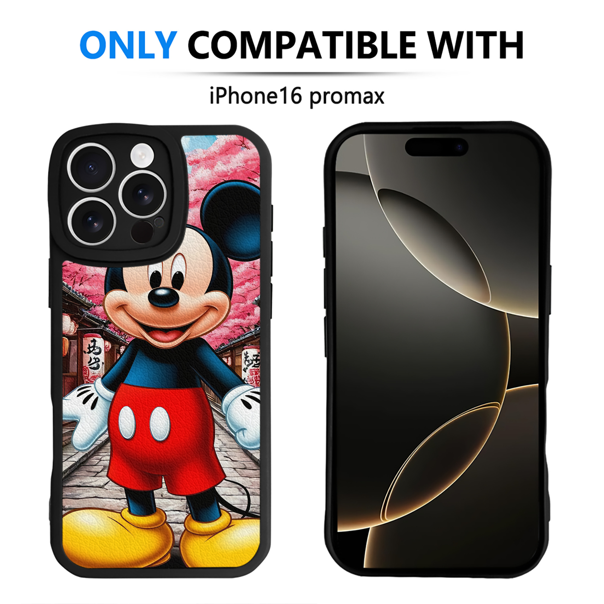 （画像用） ミッキーマウス Mickey Mouse 【iPhone 16シリーズ対応】シリコンスマホケース（レザー調） 材質：シリコン